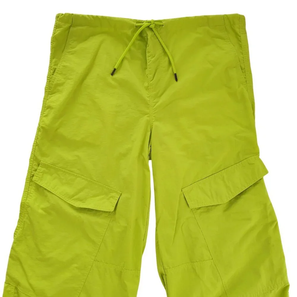 Tinseltown Bright Lime Green Chartreuse Parachute Pants Oversized Y2K Size S - Picture 3 of 16
